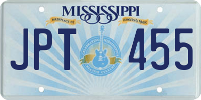 MS license plate JPT455
