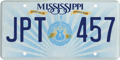 MS license plate JPT457