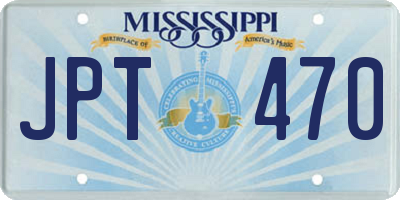 MS license plate JPT470
