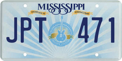 MS license plate JPT471