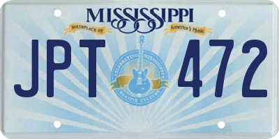 MS license plate JPT472