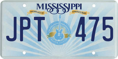 MS license plate JPT475