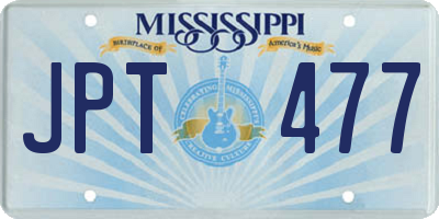 MS license plate JPT477