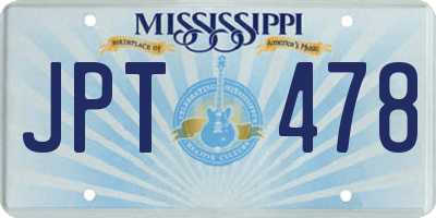 MS license plate JPT478
