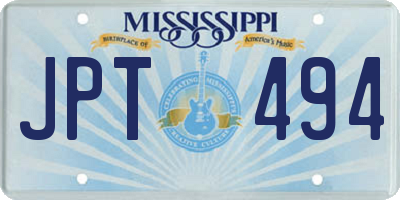 MS license plate JPT494