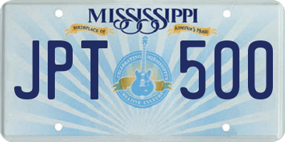 MS license plate JPT500