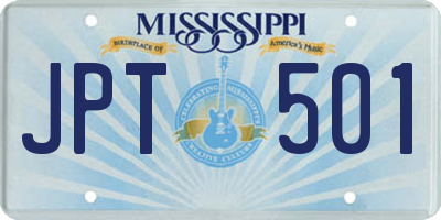 MS license plate JPT501
