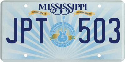MS license plate JPT503