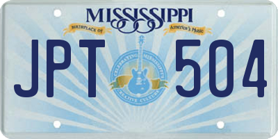 MS license plate JPT504