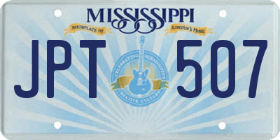 MS license plate JPT507