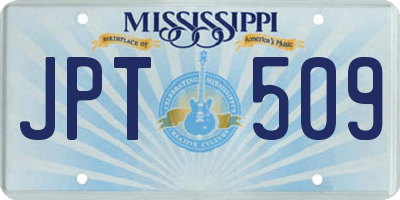 MS license plate JPT509