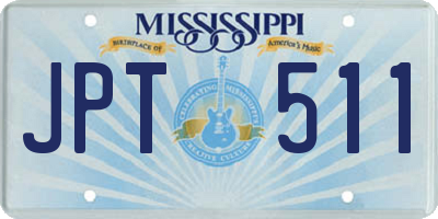 MS license plate JPT511