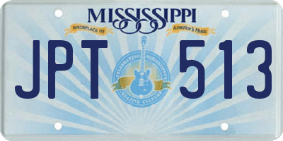 MS license plate JPT513