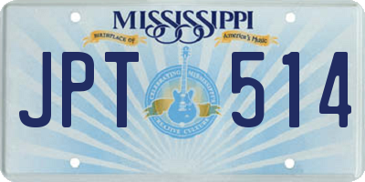 MS license plate JPT514