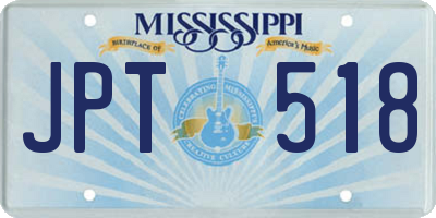 MS license plate JPT518
