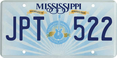 MS license plate JPT522