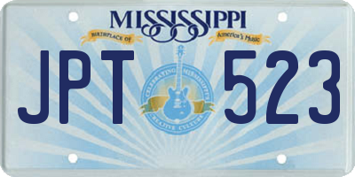 MS license plate JPT523