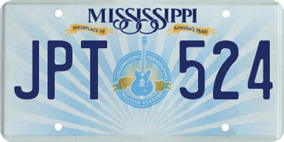 MS license plate JPT524