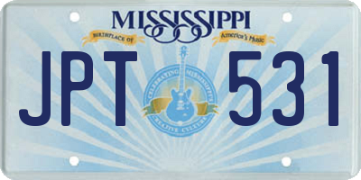 MS license plate JPT531