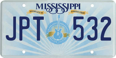 MS license plate JPT532