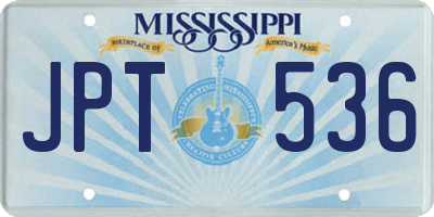 MS license plate JPT536