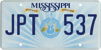 MS license plate JPT537