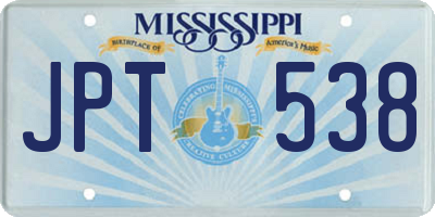 MS license plate JPT538