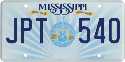 MS license plate JPT540