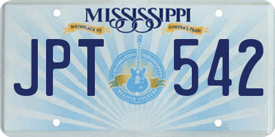 MS license plate JPT542