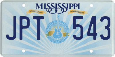 MS license plate JPT543