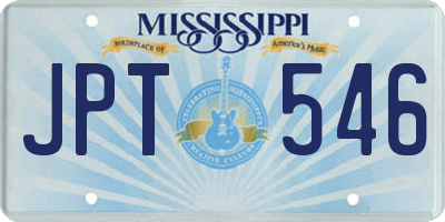 MS license plate JPT546