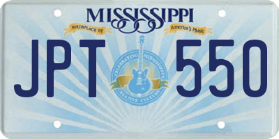MS license plate JPT550
