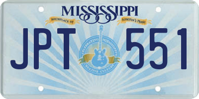 MS license plate JPT551