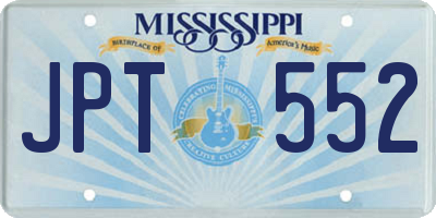 MS license plate JPT552