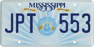 MS license plate JPT553