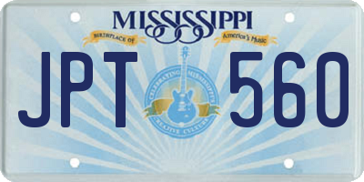 MS license plate JPT560