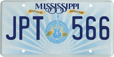 MS license plate JPT566