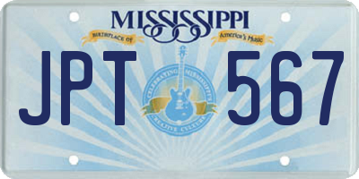 MS license plate JPT567