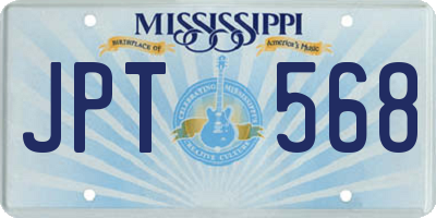 MS license plate JPT568