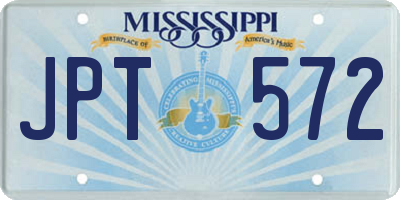 MS license plate JPT572
