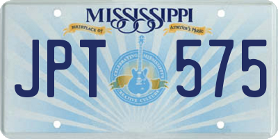 MS license plate JPT575