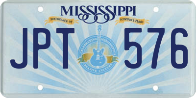 MS license plate JPT576