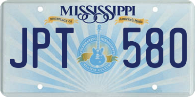 MS license plate JPT580