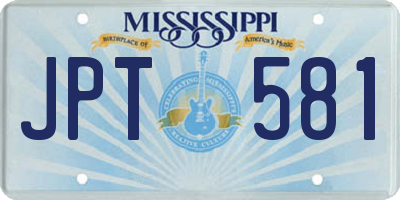 MS license plate JPT581