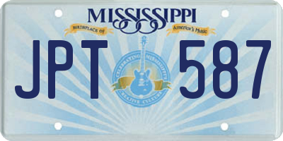MS license plate JPT587