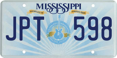 MS license plate JPT598