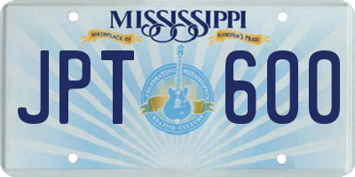 MS license plate JPT600