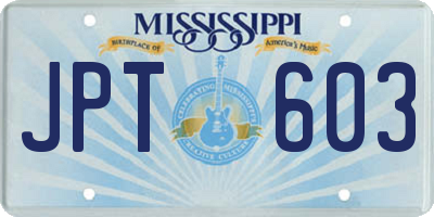 MS license plate JPT603