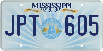 MS license plate JPT605