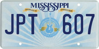 MS license plate JPT607